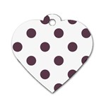 Polka Dots - Eggplant Violet on White Dog Tag Heart (One Side)
