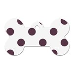 Polka Dots - Eggplant Violet on White Dog Tag Bone (Two Sides)