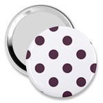 Polka Dots - Eggplant Violet on White 3  Handbag Mirror