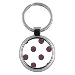 Polka Dots - Eggplant Violet on White Key Chain (Round)