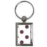 Polka Dots - Eggplant Violet on White Key Chain (Rectangle)