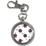 Polka Dots - Eggplant Violet on White Key Chain Watch