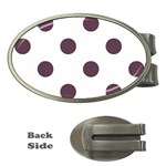 Polka Dots - Eggplant Violet on White Money Clip (Oval)
