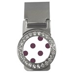 Polka Dots - Eggplant Violet on White Money Clip (CZ)