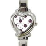 Polka Dots - Eggplant Violet on White Heart Italian Charm Watch