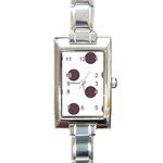 Polka Dots - Eggplant Violet on White Rectangle Italian Charm Watch