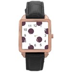 Polka Dots - Eggplant Violet on White Rose Gold Leather Watch