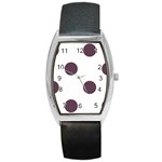 Polka Dots - Eggplant Violet on White Barrel Style Metal Watch