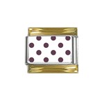 Polka Dots - Eggplant Violet on White Gold Trim Italian Charm (9mm)
