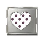 Polka Dots - Eggplant Violet on White Mega Link Heart Italian Charm (18mm)