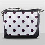 Polka Dots - Eggplant Violet on White Messenger Bag