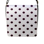 Polka Dots - Eggplant Violet on White Flap Closure Messenger Bag (L)