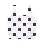 Polka Dots - Eggplant Violet on White Full Print Recycle Bag (M)
