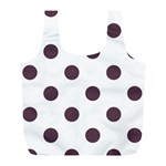 Polka Dots - Eggplant Violet on White Full Print Recycle Bag (L)