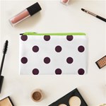Polka Dots - Eggplant Violet on White Canvas Cosmetic Bag (XS)