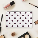 Polka Dots - Eggplant Violet on White Cosmetic Bag (M)