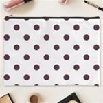 Polka Dots - Eggplant Violet on White Cosmetic Bag (XXXL)