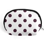 Polka Dots - Eggplant Violet on White Accessory Pouch (Medium)