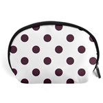 Polka Dots - Eggplant Violet on White Accessory Pouch (Large)