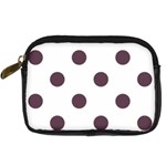 Polka Dots - Eggplant Violet on White Digital Camera Leather Case