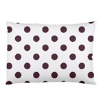 Polka Dots - Eggplant Violet on White Pillow Case (One Side)