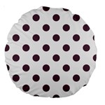 Polka Dots - Eggplant Violet on White Large 18  Premium Round Cushion