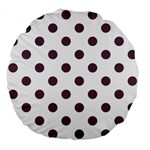Polka Dots - Eggplant Violet on White Large 18  Premium Flano Round Cushion