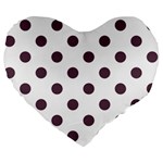Polka Dots - Eggplant Violet on White Large 19  Premium Heart Shape Cushion