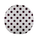 Polka Dots - Eggplant Violet on White Standard 15  Premium Flano Round Cushion