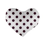 Polka Dots - Eggplant Violet on White Standard 16  Premium Heart Shape Cushion