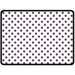 Polka Dots - Eggplant Violet on White Double Sided Fleece Blanket (Large) (Two Sides)