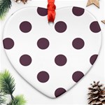 Polka Dots - Eggplant Violet on White Ornament (Heart)
