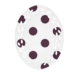 Polka Dots - Eggplant Violet on White Ornament (Bell) Ornament (Oval Filigree)