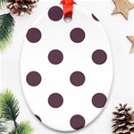 Polka Dots - Eggplant Violet on White Ornament (Oval)