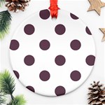 Polka Dots - Eggplant Violet on White Ornament (Round)