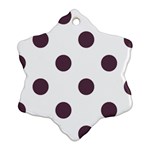 Polka Dots - Eggplant Violet on White Ornament (Snowflake)