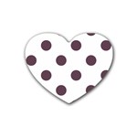 Polka Dots - Eggplant Violet on White Heart Coaster (4 pack)