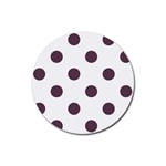 Polka Dots - Eggplant Violet on White Rubber Coaster (Round)