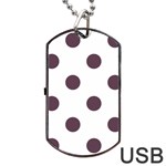 Polka Dots - Eggplant Violet on White Dog Tag USB Flash (One Side)