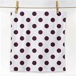 Polka Dots - Eggplant Violet on White Face Towel