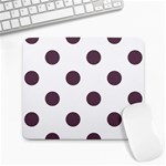 Polka Dots - Eggplant Violet on White Large Mousepad