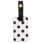 Polka Dots - Eggplant Violet on White Luggage Tag (One Side)