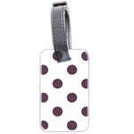 Polka Dots - Eggplant Violet on White Luggage Tag (Two Sides)