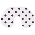 Polka Dots - Eggplant Violet on White Travel Neck Pillow