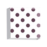 Polka Dots - Eggplant Violet on White 4 x 4  Acrylic Photo Block