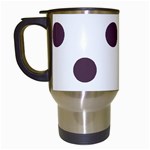 Polka Dots - Eggplant Violet on White Travel Mug (White)