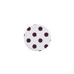 Polka Dots - Eggplant Violet on White 1  Mini Button
