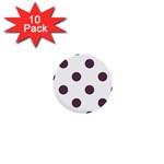 Polka Dots - Eggplant Violet on White 1  Mini Button (10 pack)