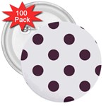 Polka Dots - Eggplant Violet on White 3  Button (100 pack)