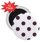 Polka Dots - Eggplant Violet on White 2.25  Magnet (10 pack)